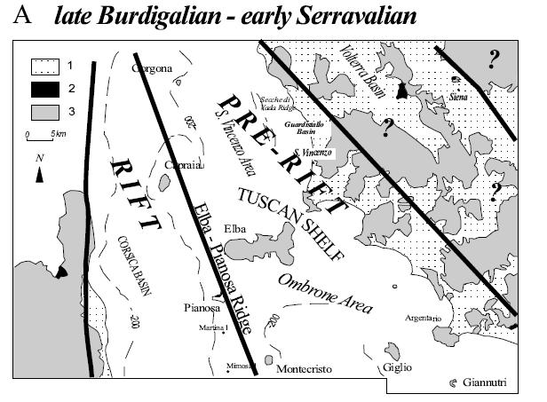 12 - Schema stratigrafico della successione neogenico-quaternaria affiorante nella parte meridionale del bacino del Fiume Albegna (da Bossio et al.