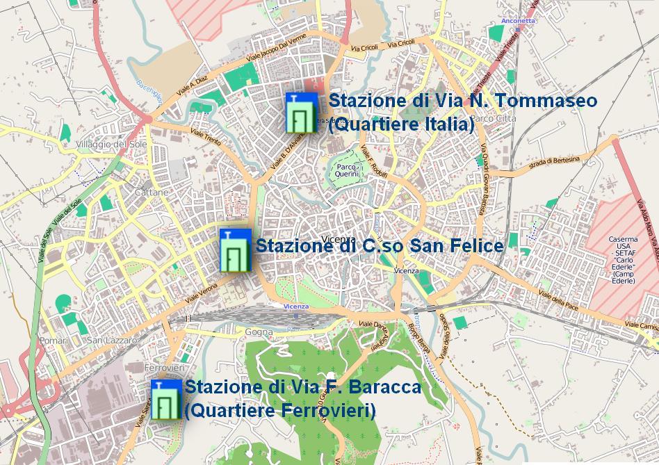 ALLEGATO 1 Ubicazione delle stazioni, inquinanti monitorati In base alla zonizzazione prevista dalla Deliberazione della Giunta Regionale n.