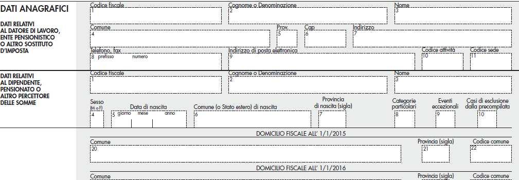 DATI ANAGRAFICI - SI SUDDIVIDE IN QUATTRO SEZIONI valore tra 001 e 999.