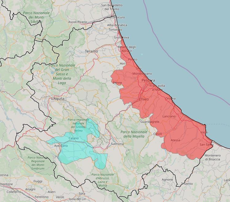 Fig.12 Distribuzione territoriale; dalle ore 11:00 alle ore 16:00, della perturbazione del 10 luglio