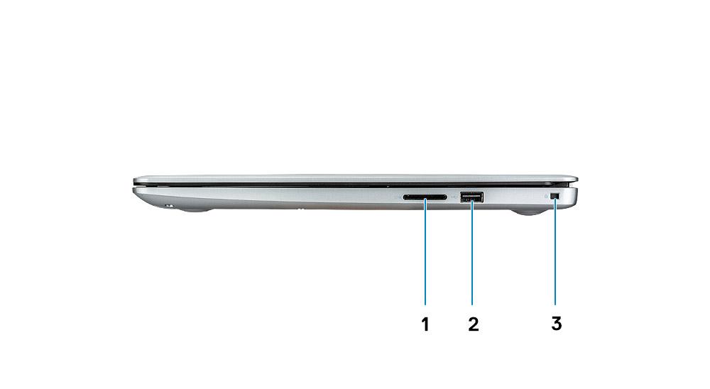 Vista lato sinistro 1 Porta adattatore di alimentazione 2 Indicatore di stato della batteria 3 Porta HDMI 4 Porta di rete 5 Porte USB 3.