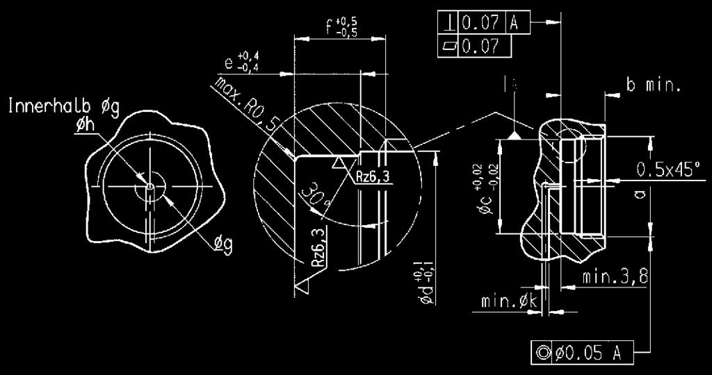 29,90 33,5 ±0,1 5,0 6,4 19,0 3,0 3 165241 6964H-17-1 M60x1,5-6H 15,0 55,00 58,5 ±0,1 4,0 5,3 - - - Dimensioni di montaggio Nr.