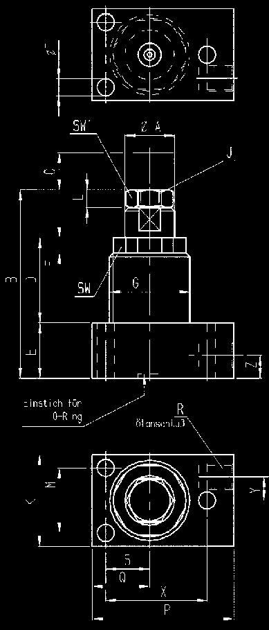 Nr. 6964H, versione flangiata Posizione base inserita. Uscita idraulica. Applicazione tramite forza elastica, pressione d esercizio max. 350 bar, pressione d esercizio min. 50 bar. N.