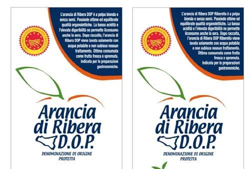 ETICHETTATURA L Arancia di Ribera DOP è immessa al consumo nelle seguenti