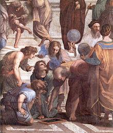 Euclide viene rappresentato nella Scuola di Atene del 1509 di Raffaello Sanzio Come prova Euclide a definire nella sua opera i vari enti geometrici?