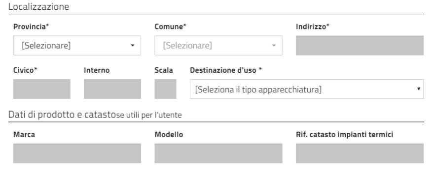 LOCALIZZAZIONE E DATI UTENTE Localizzazione apparecchiatura: a) Indirizzo completo: Indicare l indirizzo completo del luogo ove è collocata l apparecchiatura b) Destinazione d uso: Indicare la