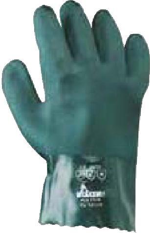 27 A r 4121 b AKL d Guanto impregnato in PVC verde scuro supporto interno in cotone,