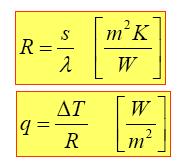 Il flusso termico q è inversamente proporzionale alla resistenza termica R La Resistenza termica per conduzione a sua volta è: