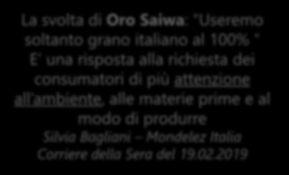 La svolta di Oro Saiwa: ʺUseremo soltanto grano italiano al 100% ʺ E una risposta alla richiesta dei