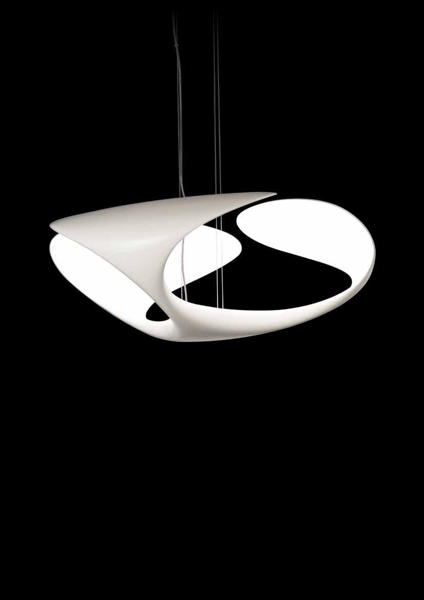 CLOVER BRODIE NEILL / 2011 sculptural 19,5 cm Suspension lamp. Moulded polyurethane matt varnished body, aluminium reflector. * conopy / rosone white / bianco 2,5 cm Ø 70 cm Lampada a sospensione.
