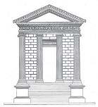 è un tempio tetrastilo pseudoperiptero di ordine ionico su podio.