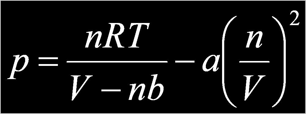 Equazione di Van der Waals p nrt V nb a n V 2 a,b costanti dipendenti dal gas a misura delle