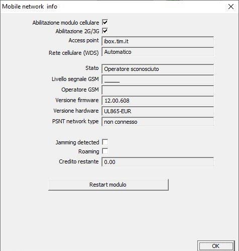 All interno della finestra "Mobile network info", sarà