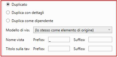 Le viste nei fogli possono essere duplicate e assegnate ad un modello di visualizzazione. Il nome della vista e il titolo sul foglio possono essere assegnati.