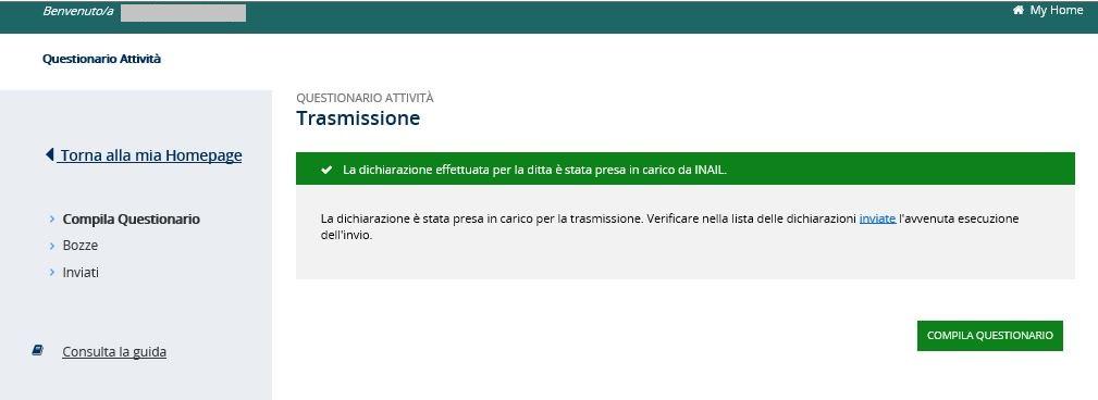 Dalla pagina di riepilogo l utente può procedere all invio del questionario tramite il pulsante INVIA, che si abilita solo se inseriti i dati richiesti per l autocertificazione (Figura 3.9). Figura 3.