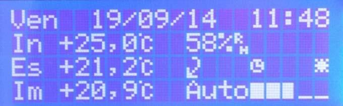 Funzionamento unità con Scheda elettronica LCD Il controllo remoto LCD e costituito dai seguenti componenti: display alfanumerico LCD 20x4 di colore blu con caratteri bianchi; tastiera a membrana con