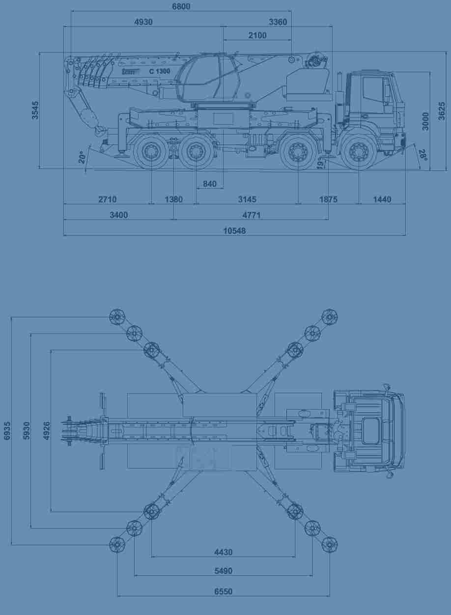 FIGURINO SU AUTOVEICOLO / TECHNICAL DESIGN STABILIZZAZIONE / OUTRIGGERS STABILIZZAZIONE / OUTRIGGERS TOTALE OPEN PARZIALE PARZIAL CHIUSA CLOSE CHIUSA PARZIALE TOTALE CLOSE PARZIAL OPEN La TCM s.r.