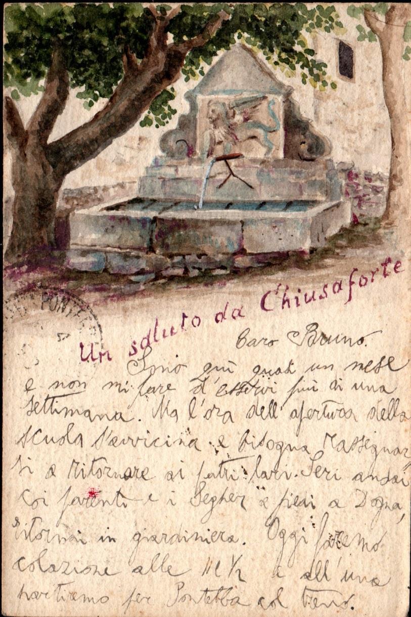 Questa cartolina, raffigurante l antica fontana del leone di Campolaro, è una vera rarità, anzi proprio un pezzo unico.