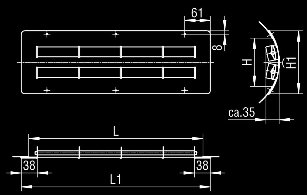 Descrizione Diffusore di mandata e ripresa aria adatto per montaggio in canali circolari con alette deflettrici frontali orizzontali orientabili.
