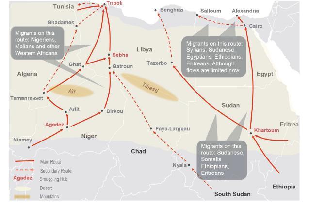 1118 Allegato 5/b Rotte principali di migrazione per il Nord Africa