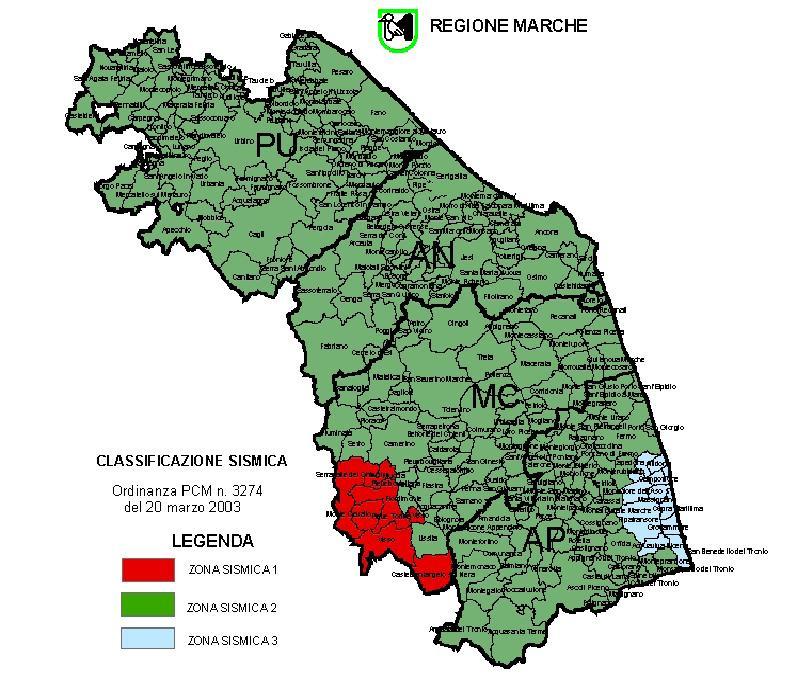 Pericolosità sismica di base Il territorio di Pesaro con Ordinanza P.C.M.