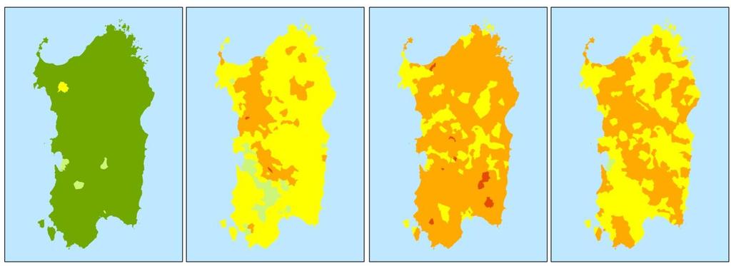 Global Exposure, Sensitivity, Adaptive Capacity, and Vulnerability Index maps for fire Class 1 =