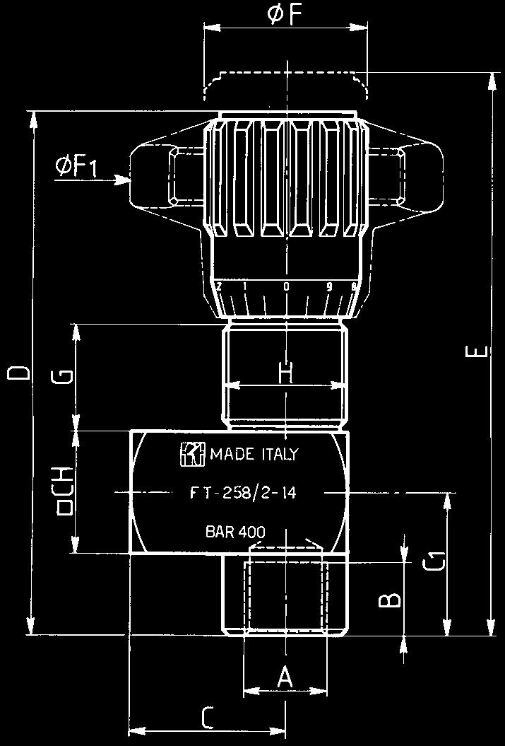 Tipo Ghiera pannello Guarnizione Manopola Viton in plastica Acciaio FT 8/ G V mp Acciaio inox FT 8/ 1