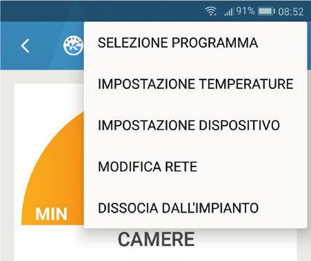 Selezionando un cronotermostato si accede alla pagina di gestione nella quale, oltre alle informazioni riassunte nella DASHBOARD, si trova