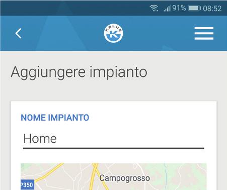 16.5 Gestione impianti Dal menù a tendina della DASHBOARD, selezionando GESTIONE IMPIANTI, si accede alla