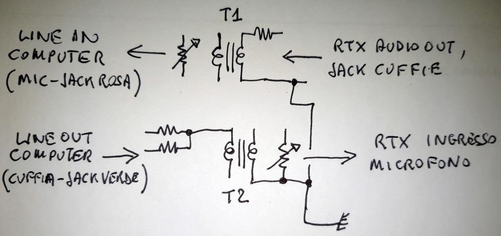 SCHEMA A BLOCCHI SCHEMA ELETTRICO LINE IN Prelievo il segnale dall uscita cuffia del RTX, in ricezione il segnale passa nel trasformatore da 600 ohm 1:1