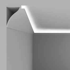 superficie cornice stondata grande per luce diffusa led a soffitto e parete big