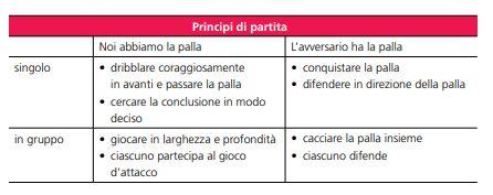 I principi di gioco: singoli e di squadra In funzione della fase