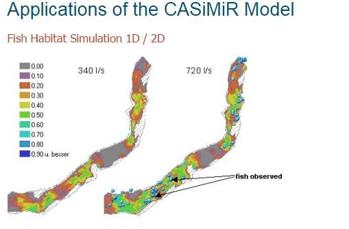 CASiMiR Descrizione idromorfologica: risultato di simulazioni idrauliche Lavora alla micro-scala (cella di calcolo del modello idraulico)