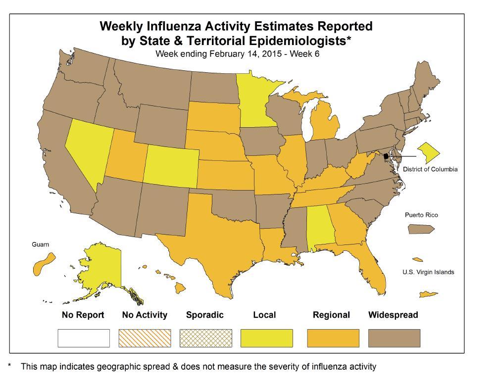 USA Nella 6 a settimana di sorveglianza, la circolazione dei virus influenzali ha registrato una diminuzione pur rimanendo elevata i tutti gli