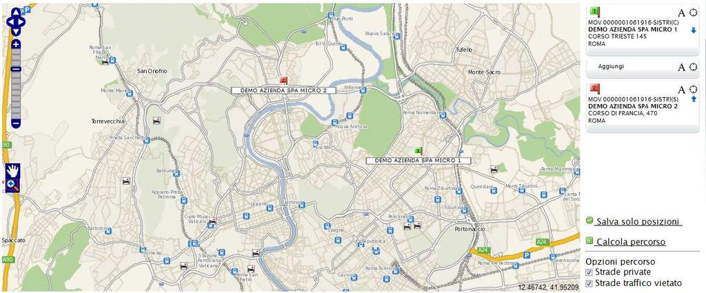 Scheda; Tramite il tasto Accesso alla mappa si accede invece alla mappa cartografica mediante la quale è possibile personalizzare il percorso in