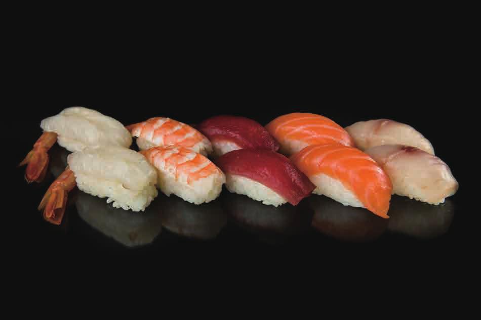 Nighiri 2pz N20 SAKE N23 EBI N25 SUZUKI salmone gambero cotto* branzino N26 KANI surimi di