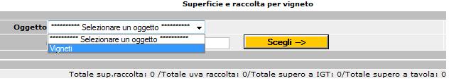 Esempio di visualizzazione dei vigneti sulla base delle scelte effettuate nella parte B Criteri per la composizione del vigneto: il sistema informativo propone la costituzione dei vigneti sulla base