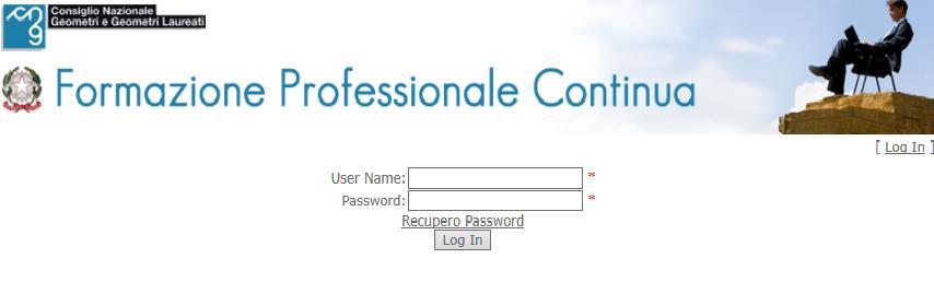 così facendo si accede alla propria area riservata della formazione continua; inserendo nome utente e password, (nel caso non siano state precedentemente modificate, consistono nel proprio