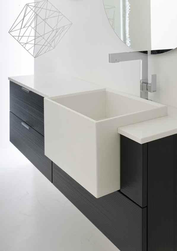 2 cm con lavabo Cubo semincasso centrale art.w004 - Misure: L 140 x P 38/47.