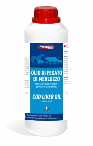 Olio fegato merluzzo 110 ml C090704 C090708 Olio fegato merluzzo 1 L OLIO DI FEGATO DI MERLUZZO Mangime semplice per cani e gatti