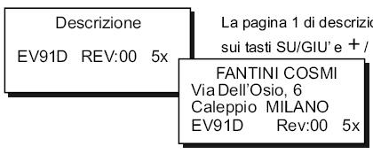 SOTTOMENÚ DESCRIZIONE Comprende due pagine delle quali una indica la descrizione dell impianto ed un altra i dati identificativi dell apparecchio.