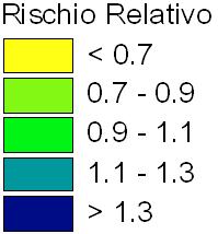 Relativi** di mortalità per i comuni della provincia di Modena, tutte le cause - Anni - * Tassi standardizzati di mortalità x 1.