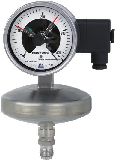 Pressione Manometro per pressione assoluta con contatti elettrici Per l'industria di processo, DN 100 e 160 Modelli 532.52, 532.53 e 532.54 Scheda tecnica WIKA PV 25.