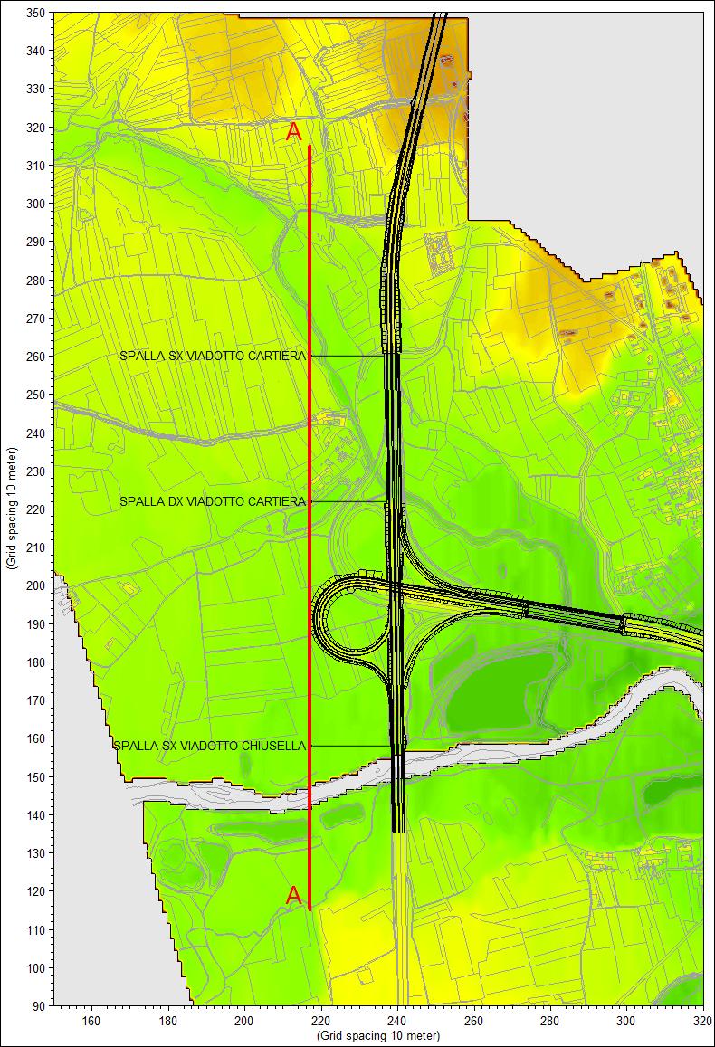 Figura 2 - Situazione di progetto: traccia profilo idraulico di