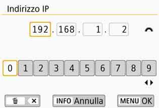 Per utilizzare un gateway, selezionare [Attiva], quindi [Indirizzo] e poi premere <0>. 3 Inserire i valori desiderati.