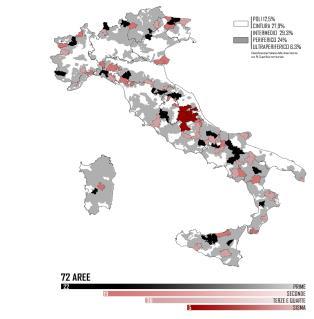 Un caso di «approccio» al territorio Mappa delle «aree interne» Classificazione delle «aree interne» Tipologia N. comuni v.a. % A - Polo 219 2,7% Centri B - Polo intercomunale 104 1,3% C - Cintura (t<20') 3.