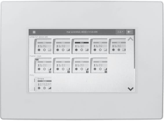 CRSL / CRSL-ECM Comandi ed unità di controllo e regolazione Serie MB Pannello di controllo multifunzione Touch screen T-DI Il pannello di controllo multifunzione T-DI permette la supervisione ed il