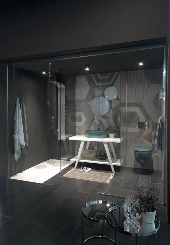 200 201 Stylè Doccia e arredobagno: uno spazio condiviso Shower and bathroom furniture: a shared space Stylè è la cornice perfetta per