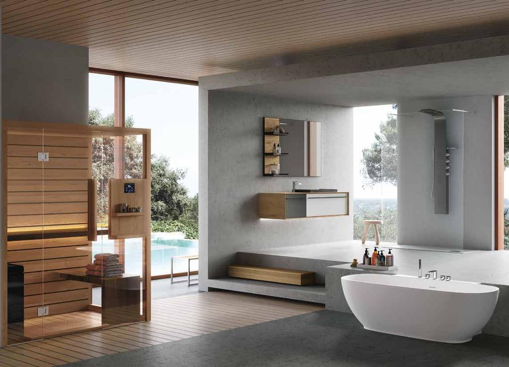 240 241 Total Living Bathroom Sauna Vita / Geromin / Hafro Un ambiente bagno, da vivere nella sua totalità.