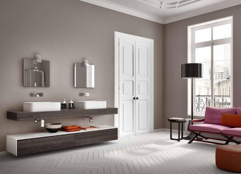 276 277 Change Geromin interpreta l arredo bagno con stile unendo alla funzionalità degli elementi un design contemporaneo, accostamenti originali e il piacere di comporre.